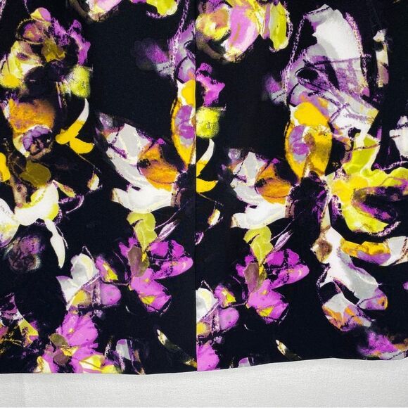Liz Claiborne Black Floral Inverted Pleated Pockets Skirt 10 Tall Lined Side Zip - Picture 10 of 12